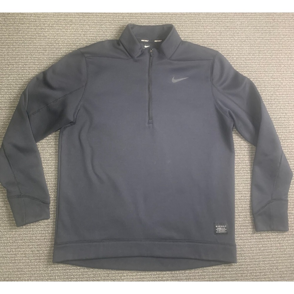 Nike Golf Sweater Mens Medium 1/2 Zip Fleece Pullover Logo Gray Swoosh